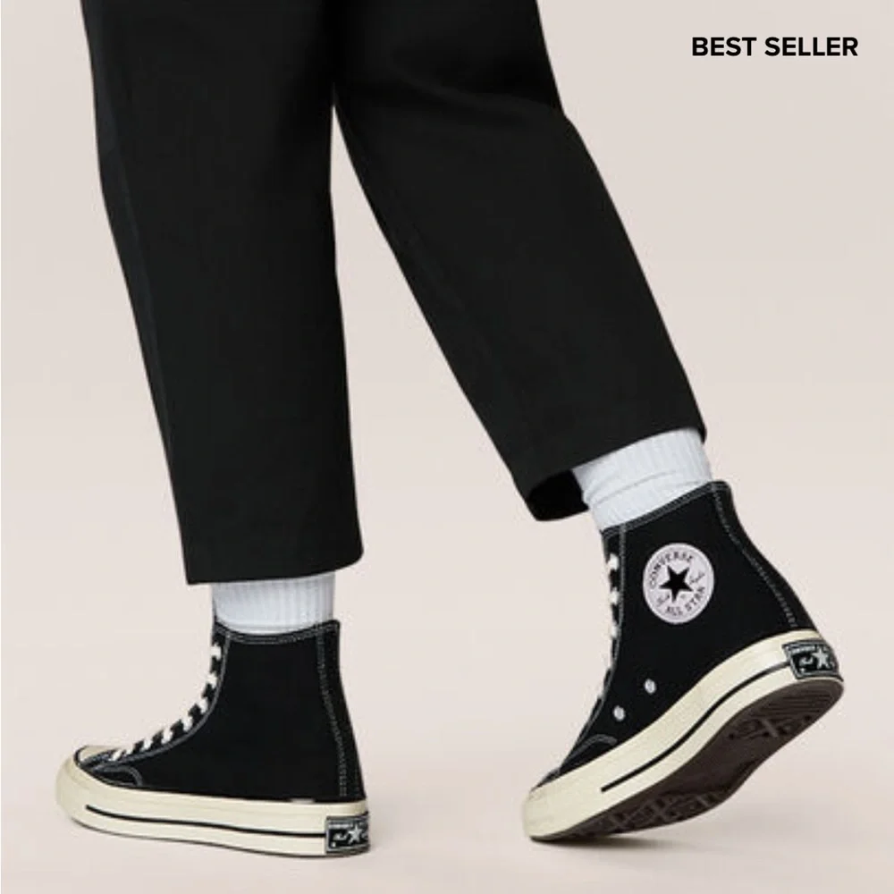 Converse Black and Cream Chuck Taylor All Star High Top Sneakers - Picture 7 of 10